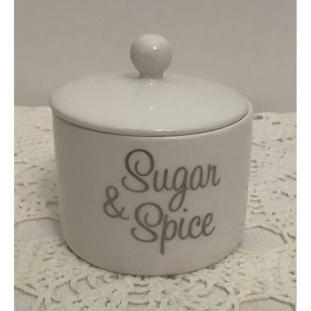 Kate Aspen Sugar Dish With Lid “Sugar & Spice And Everything Nice”